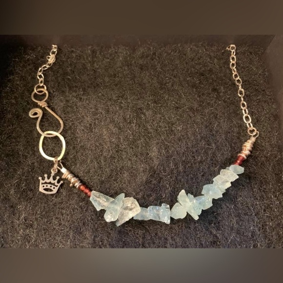 Elegant Sterling Silver and Aquamarine Necklace Artisan made